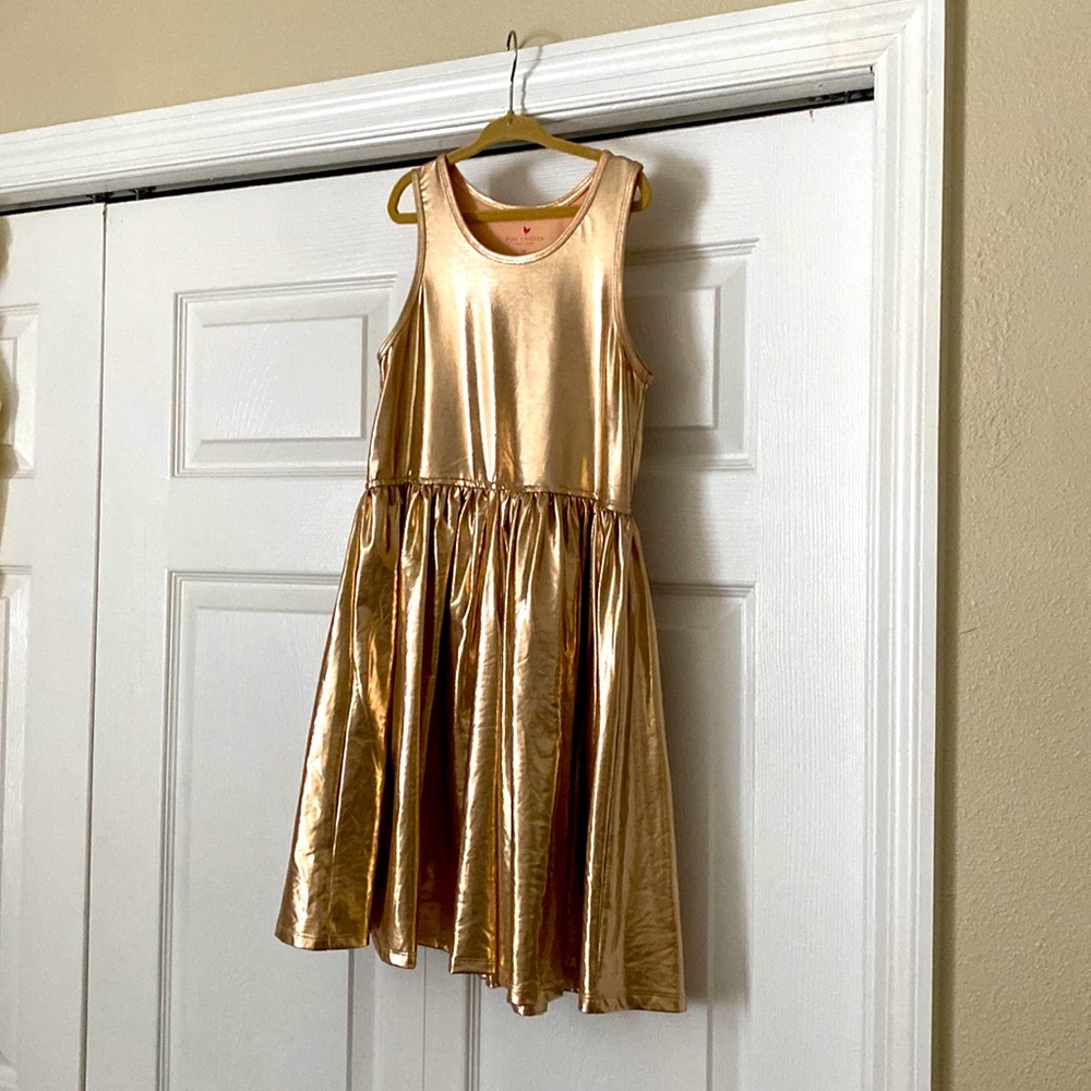 Girls Liza Lame Dress Rose Gold